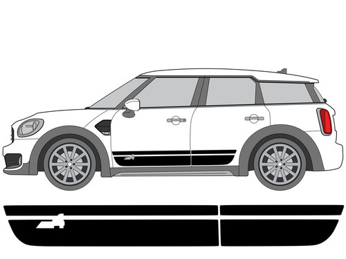 Decal Sets for MINI Countryman F60 2017 to 2024 All4 Side Stripes Matte Black