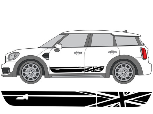 Decal Sets for MINI Countryman F60 2017 to 2024 All4 Union Jack Side Stripes Matte White