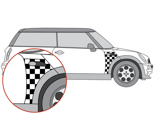 Decal Sets for MINI Cooper R53 2001 to 2006 Checkered Side Scuttle Panel Matte Black