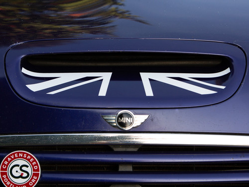 Decal Sets for MINI Cooper R53 2001 to 2006 Union Jack Bonnet Scoop Matte White