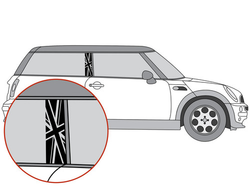Decal Sets for MINI Cooper R53 2001 to 2006 Union Jack B-Pillar Matte White