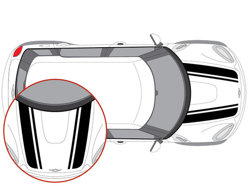 Decal Sets for MINI Countryman R60 2011 to 2016 Bonnet Split Stripes Gloss White