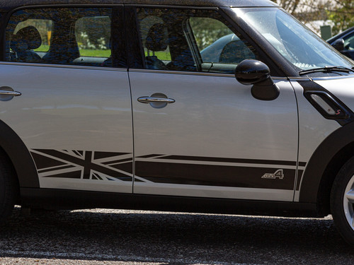 Decal Sets for MINI Countryman R60 2011 to 2016 All4 Union Jack Side Stripes Matte White