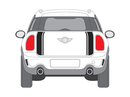 Decal Sets for MINI Countryman R60 2011 to 2016 Boot Split Stripes (Debadged) Gloss White
