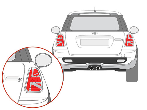 Decal Sets for MINI Cooper R56 2007 to 2013 Union Jack Tail Light Overlays Transparent Dark Gray