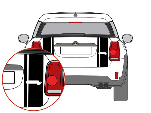 Decal Sets for MINI Countryman F60 2017 to 2024 Boot Split Stripes Matte Black