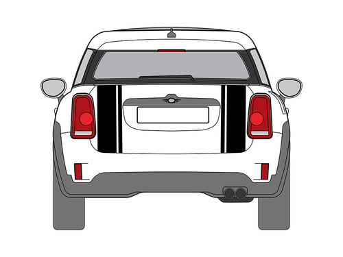 Decal Sets for MINI Countryman F60 2017 to 2024 Boot Split Stripes (Debadged) Gloss Black