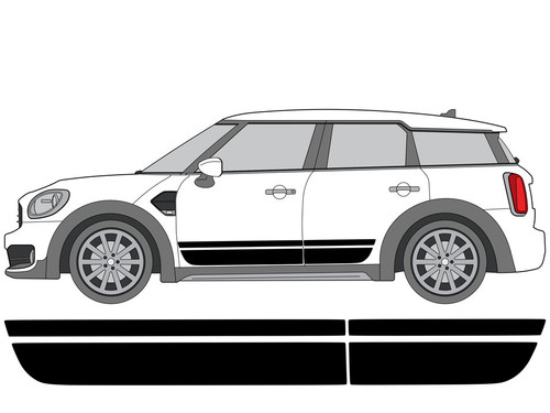 Decal Sets for MINI Countryman F60 2017 to 2024 Side Stripes Gloss Black