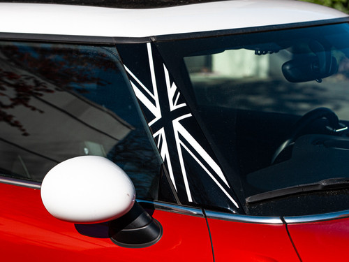 Decal Sets for MINI Cooper F56 2014 to 2024 Union Jack A-Pillar Matte White