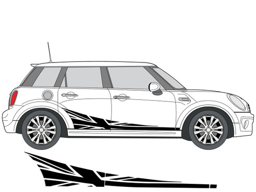 Decal Sets for MINI Cooper F55 2014 to 2024 Union Jack Side Stripes Matte White