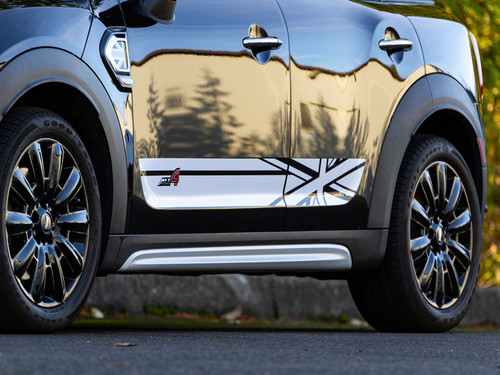 Decal Sets for MINI Countryman F60 2017 to 2024 Union Jack Side Stripes Matte Black