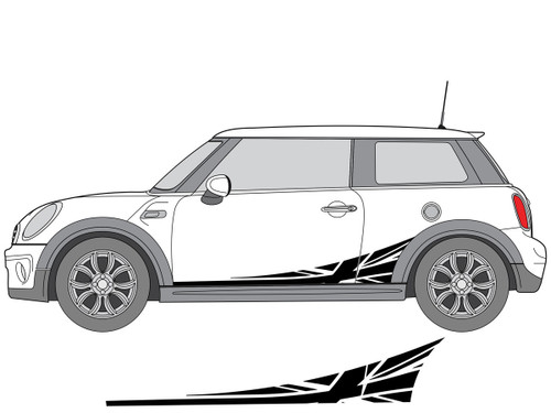 Decal Sets for MINI Cooper F56 2014 to 2024 Union Jack Side Stripes Silver Grey Metallic