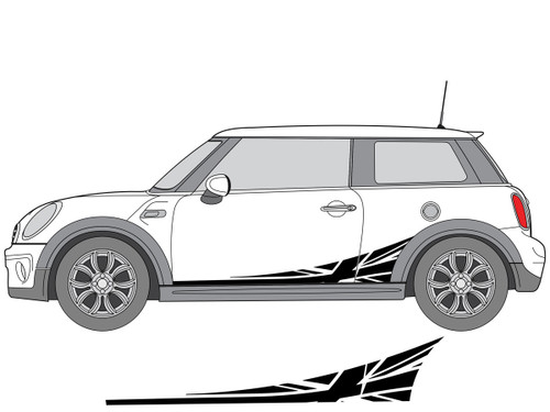 Decal Sets for MINI Cooper F56 2014 to 2024 Union Jack Side Stripes Gloss Black
