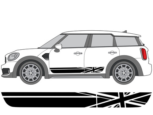 Decal Sets for MINI Countryman F60 2017 to 2024 Union Jack Side Stripes Gloss White