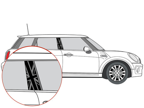 Decal Sets for MINI Cooper F55 2014 to 2024 Union Jack B-Pillar Matte White