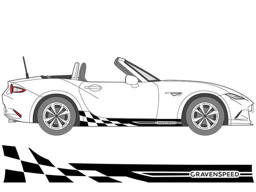 Decal Sets for Mazda MX-5 Miata 4th gen ND 2016 to 2025 Checker Side Stripe Matte Black