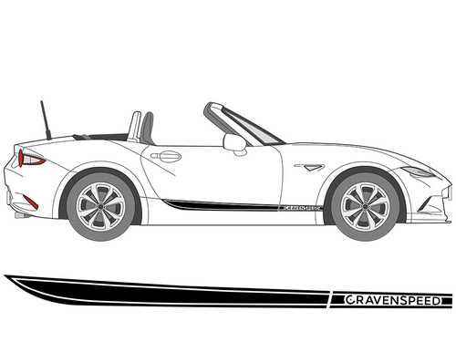 Decal Sets for Mazda MX-5 Miata 4th gen ND 2016 to 2025 Classic Door Side Stripe Gloss Black