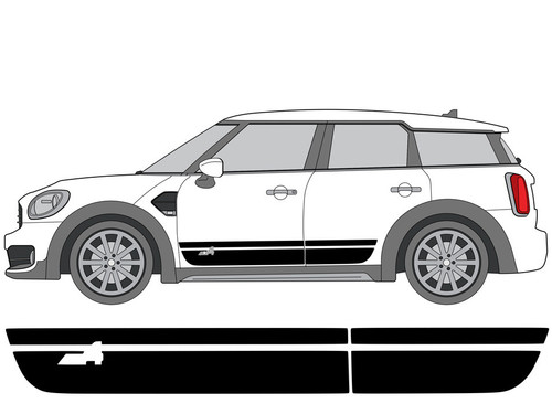 Decal Sets for MINI Countryman F60 2017 to 2024 All4 Side Stripes Gloss White