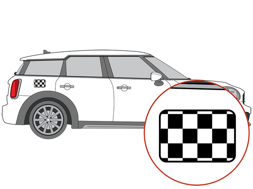 Decal Sets for MINI Countryman F60 2017 to 2024 Checkered Fuel Door Gloss White