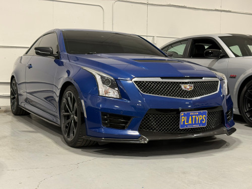 The Platypus License Plate Mount shown on a 2019 Cadillac ATS-V Coupe. This kits is compatible with both Sedan and Coupe ATS-V models. 