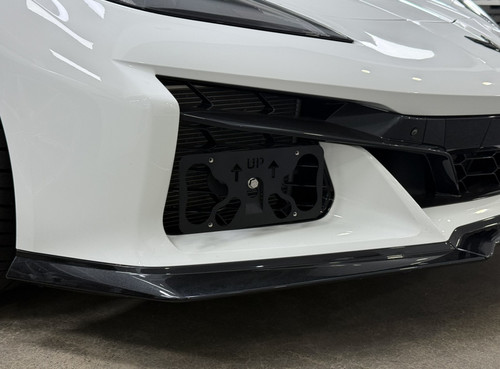 The Platypus License Plate Mount installed on a 2023 C8 Corvette Z06