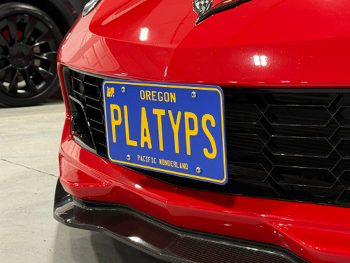 The Platypus License Plate Mount for Chevrolet Corvette 7th gen 2014 to 2019