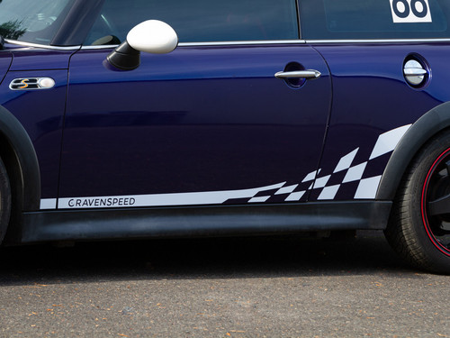 Decal Sets for MINI Cooper R53 2001 to 2006 Checkered Flag Side Stripe (No Logo) Gloss Black