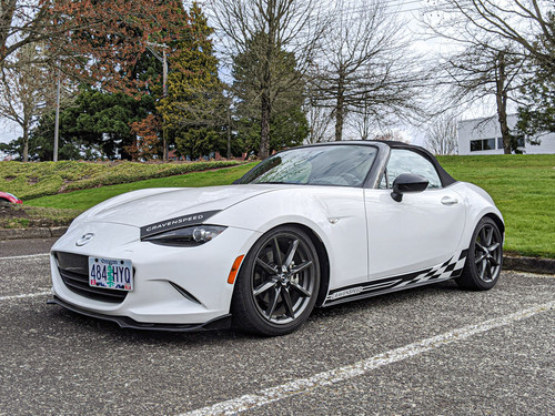 Decal Sets for Mazda MX-5 Miata 4th gen ND 2016 to 2025 Checkered Flag Side Stripe (No Logo) Gloss White