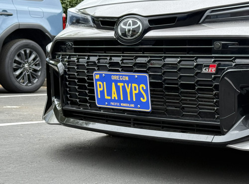 The Platypus License Plate Mount for Toyota GR Corolla 5th gen A90 2023 to 2026