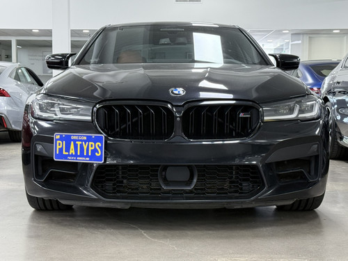 The Platypus License Plate Mount shown on 2022 BMW M5