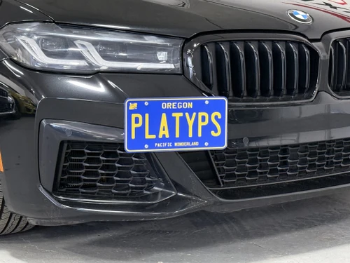 The Platypus License Plate Mount for BMW 5 Series 7th gen (G30, F90) 2017 to 2023 2021-2023 M5/M550i (LCI)