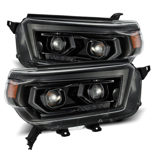 AlphaRex Projection Headlights for Toyota 4Runner 5th gen N280 2010 to 2024 LUXX-Series LED 2010-2013 Alpha-Black
