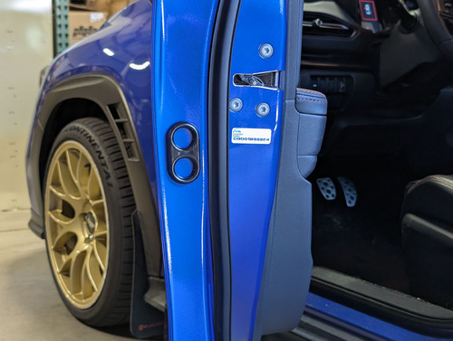 The 2-hole, black, Jam Handle installed on a 2024 Subaru WRX