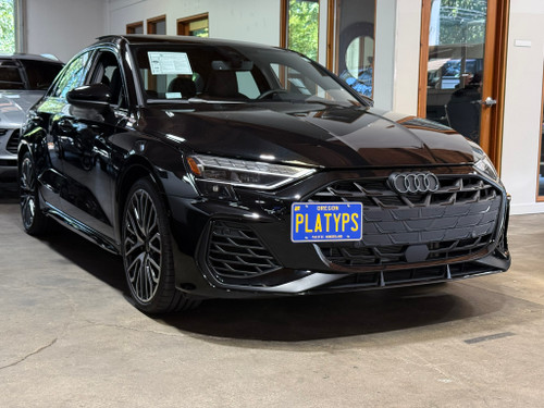 The Platypus License Plate Mount shown on a facelift 2025 Audi S3