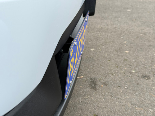 The Platypus License Plate Mount shown on a 2026 Chevy Traverse LT