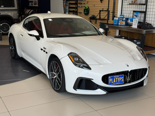 The Platypus License Plate Mount shown on a 2024 GranTurismo Trofeo