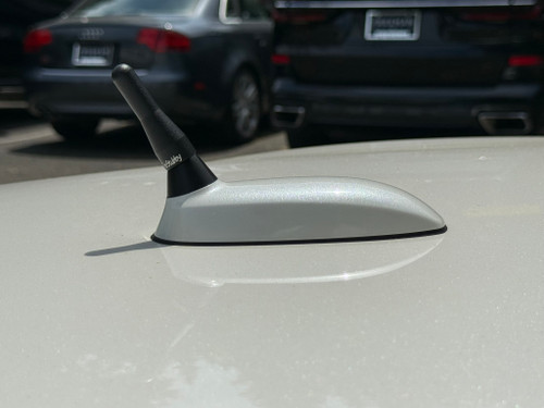 The Junior Stubby Antenna shown on a 2017 Nissan 370Z Roadster. NOTE: Only compatible with the Roadster (convertible) 370Z. 