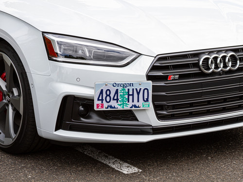 The CravenSpeed Platypus License Plate Mount installed on a 2019 Audi S5