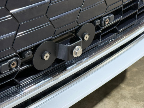 The Platypus License Plate Mount installed on a 2021 Audi A5 Sedan