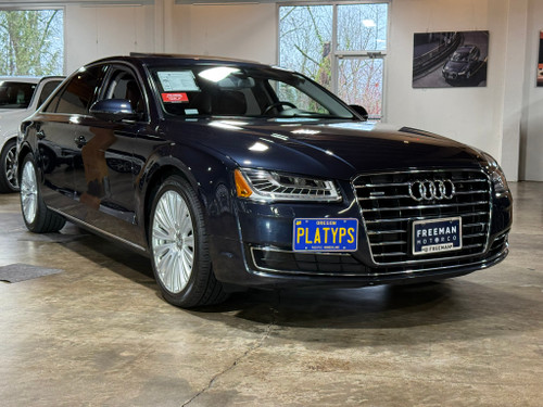 The Platypus License Plate Mount shown on a 2015 Audi A8 L