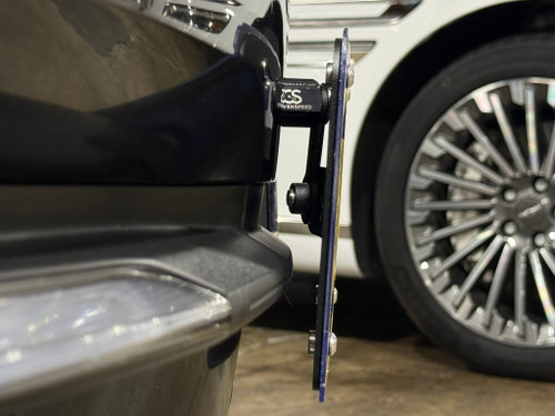 The Platypus License Plate Mount shown on the 971.1 Porsche Panamera.