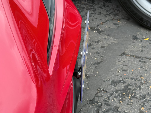 The Platypus License Plate Mount installed on a 2021 5th gen A90 Toyota GR Supra.