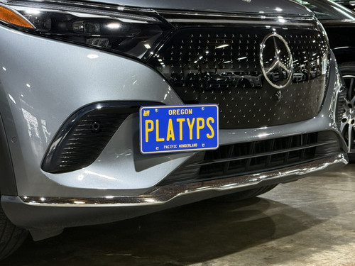The Platypus License Plate Mount for Mercedes-Benz EQS SUV 1st gen 2023 to 2026