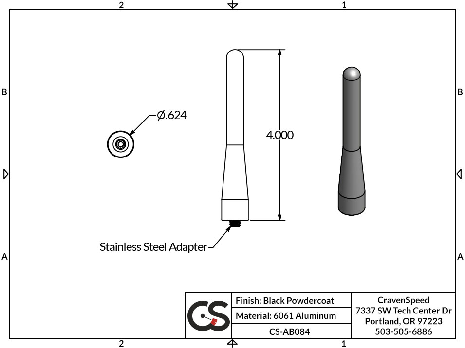 Image to Show Scale for CS-AB084 The Original Stubby Antenna for 2007-2010 Saturn Outlook