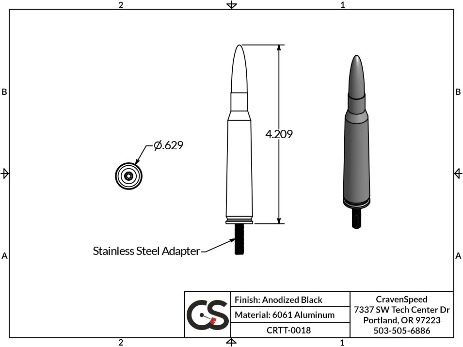 Image to Show Scale for CRTT-0018 Bullet Style Stubby Antenna for 2002-2013 Toyota 4Runner