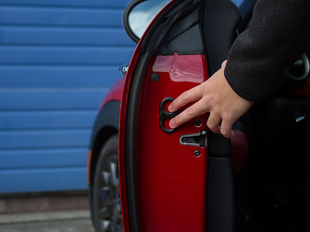 The Jam Handle installed on a MINI Cooper S.