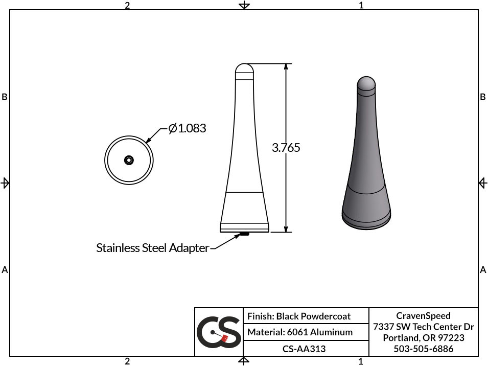 The Stubby Antenna for Ford Mustang 5th gen 2005 to 2014 Original 20010-2014