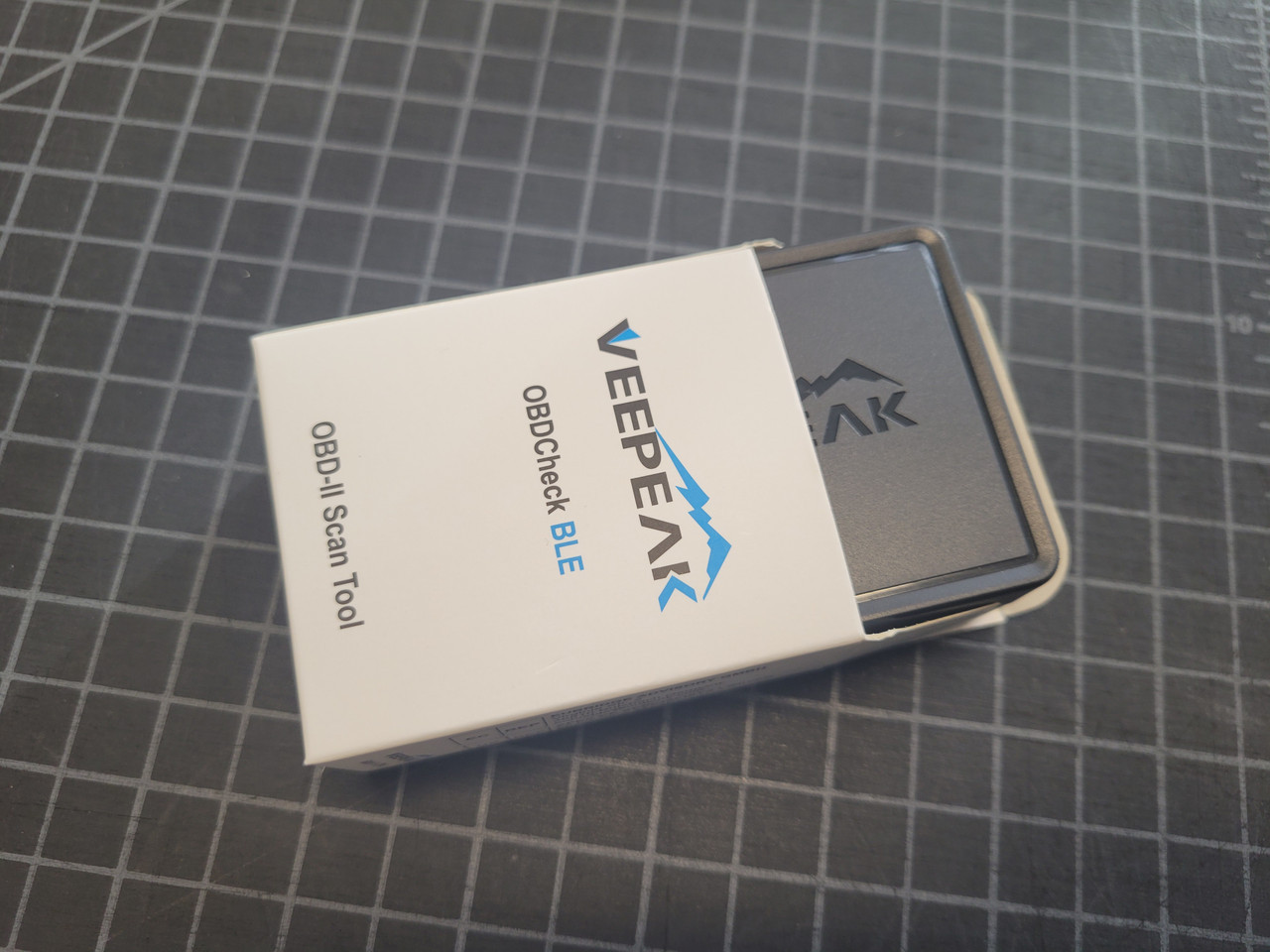 VeePeak Bluetooth OBDII Diagnostic Tool half out of the box