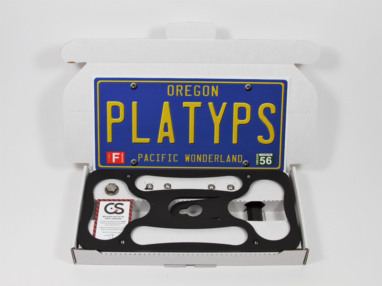 The CravenSpeed Platypus License Plate Mount box.