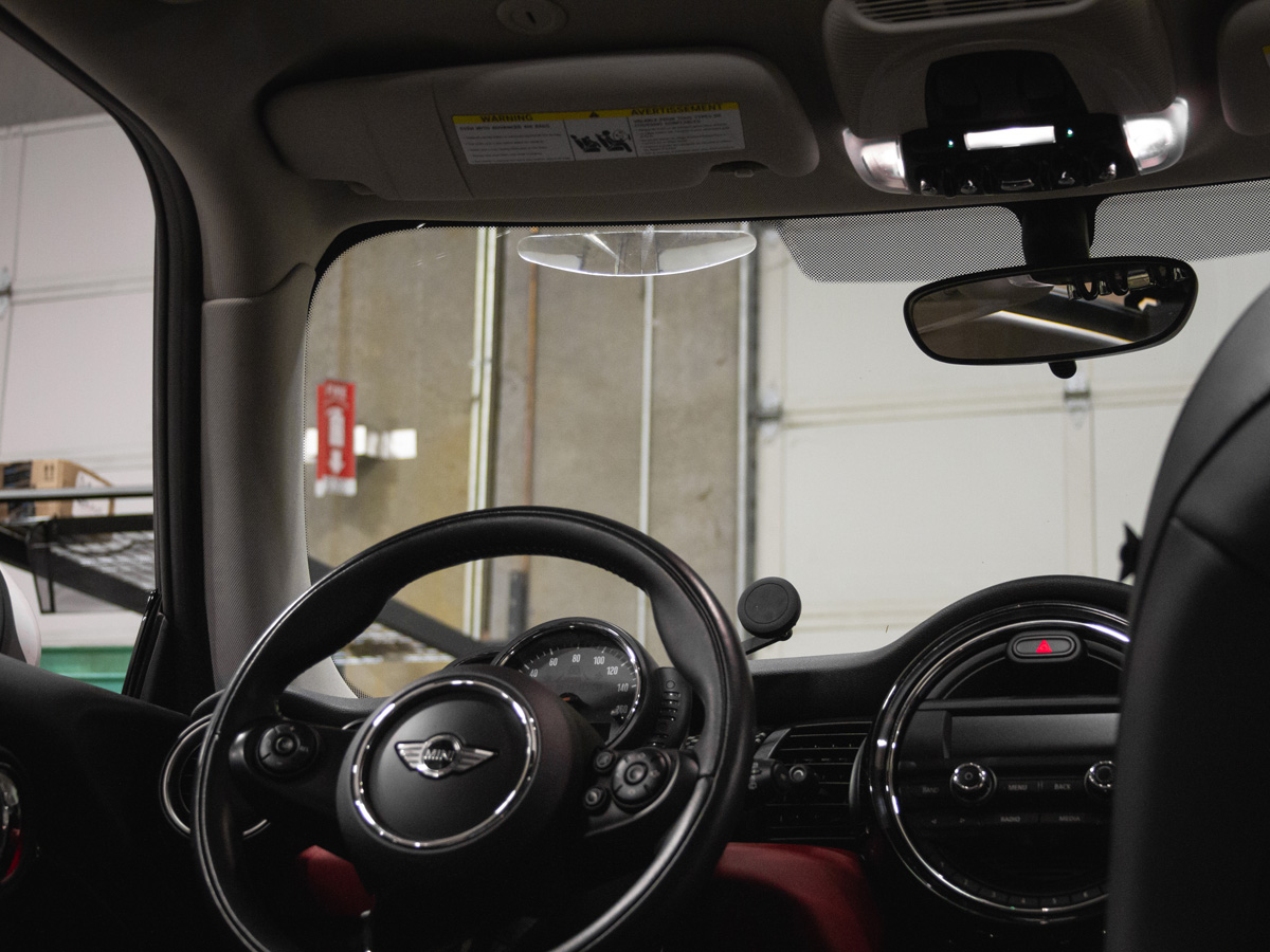 Sample Highlight traffic light lens on a MINI Cooper, interior